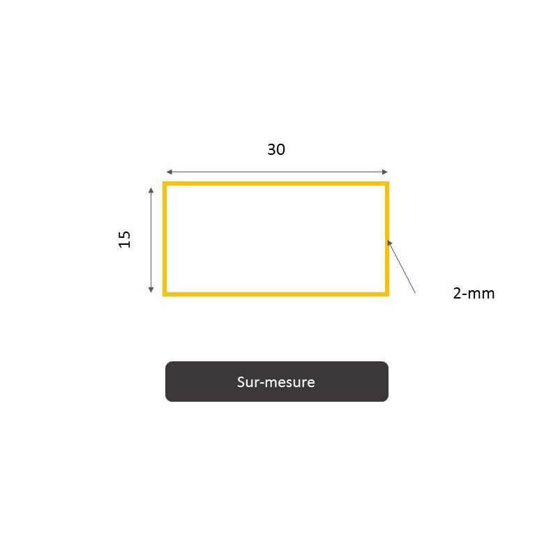 Tube rectangulaire acier dimensions standard 80x40 100x50 Epaisseur en mm 2 mm Dimension 30 x 15