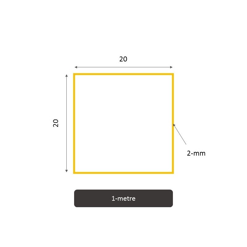 Tube carré aluminium brut 6060 Longueur 1 à 3 mètres Longueur en